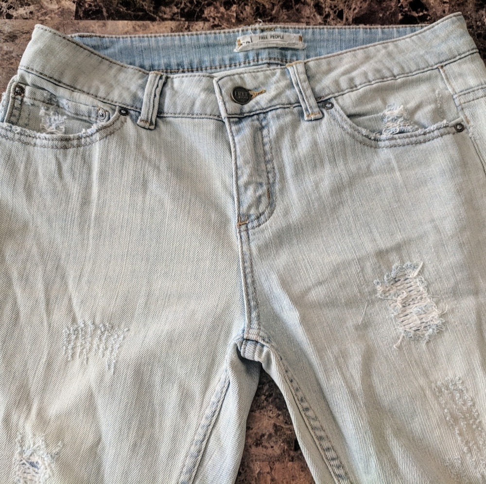 Free People Jeans Distressed Light Wash 28